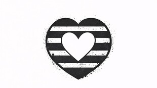 黑白条纹爱心图案设计