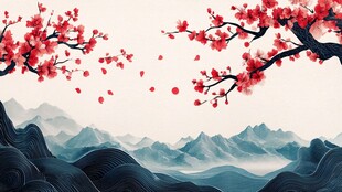 红梅映山川 诗意中国风
