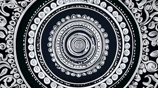 黑白曼陀罗花纹装饰图案