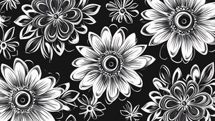 黑白花卉图案无缝背景