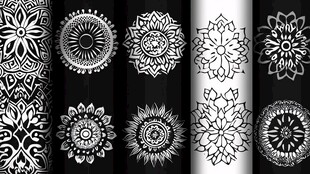 黑白曼陀罗花纹图案集合