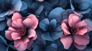 梦幻蓝粉花卉图案背景