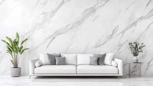 简约大理石客厅沙发绿植