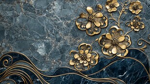 奢华金属花卉大理石装饰画