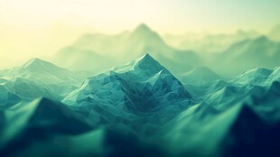 梦幻低多边形风格山峦景观