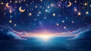 梦幻星空下的静谧海面