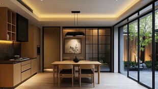 现代简约风开放式餐厨空间