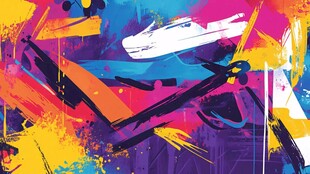 动感涂鸦风游艇抽象画面