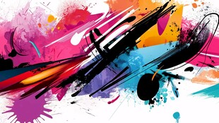 多彩泼墨抽象艺术背景图