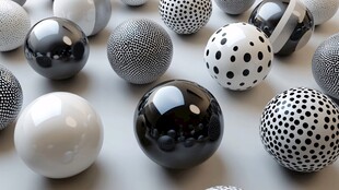 黑白纹理圆球创意组合