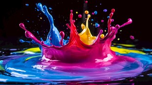 彩色墨水飞溅艺术瞬间