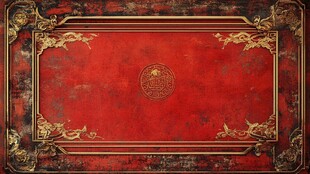 中式红底金纹古典背景图
