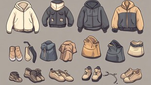 多样服饰鞋包插画集合