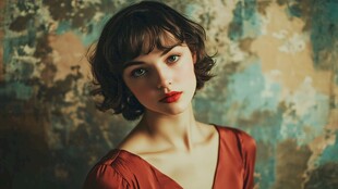 复古风红发女子魅力肖像