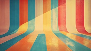 多彩条纹墙面空间场景