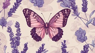 蝶舞薰衣草间浪漫画面