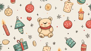 可爱小熊圣诞装饰图案