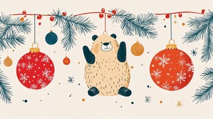 圣诞小熊与节日装饰