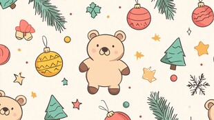 小熊圣诞元素无缝图案