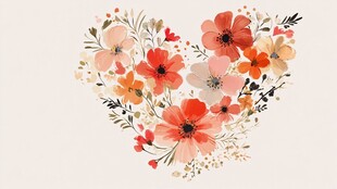 心形花卉图案插画