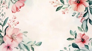 粉色花卉边框背景图