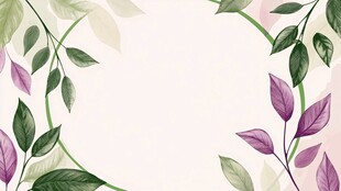 清新绿叶花卉边框背景图