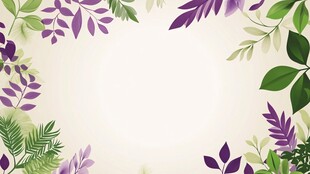 清新绿叶花卉边框背景图