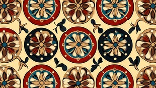 复古花卉几何图案装饰图