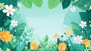 清新春日花草绿植背景