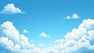 蓝天白云梦幻插画背景
