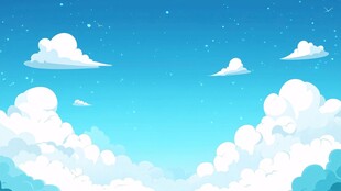 梦幻蓝天与云朵插画