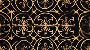 黑金花卉几何无缝装饰图案