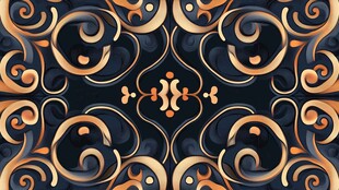 复古黑金花纹几何图案