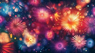 梦幻绚烂烟花绽放图景