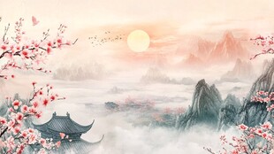 春日山水亭阁诗意画卷