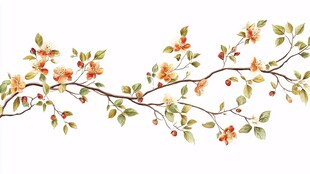 手绘花卉枝条装饰图案