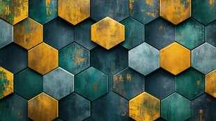 复古风六边形拼接背景图