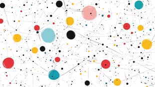 多彩圆点连线抽象背景图