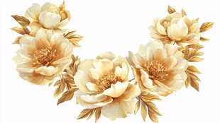 金色牡丹花卉装饰图案