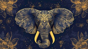 象头花卉装饰图案设计