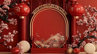 中式新春喜庆场景布置