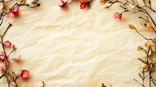 花朵环绕的褶皱纸张背景