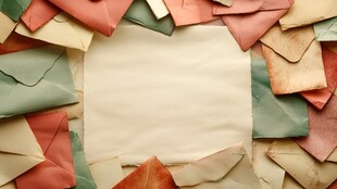 复古信封环绕的空白信纸