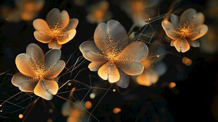 梦幻金色花朵光影绽放