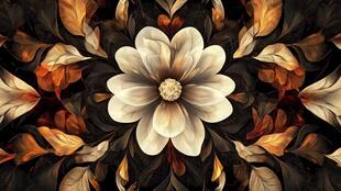 花卉艺术图案 绚丽秋叶环绕