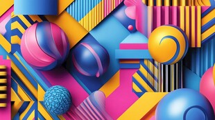 缤纷几何立体多彩创意图案