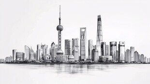 上海外滩现代城市天际线