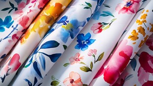 多彩花卉图案布料展示