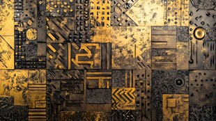 金属拼接抽象艺术背景图