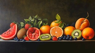 缤纷水果静物油画展示